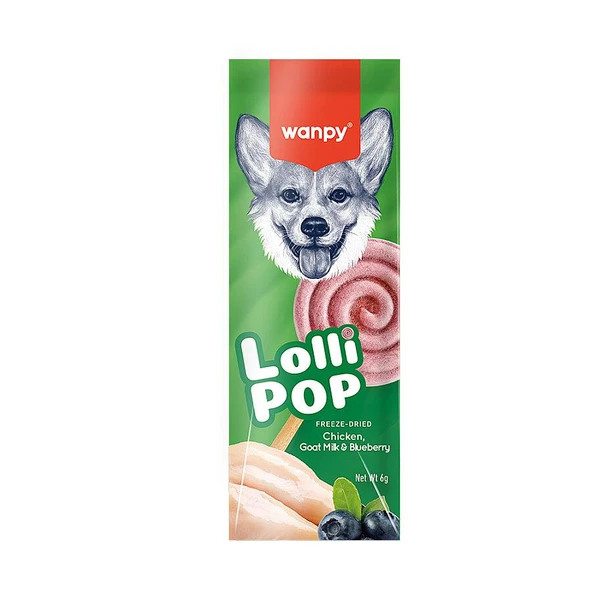 Wanpy LolliPop Dondurularak Kurutulmuş Yaban Mersinli Lolipop Köpek Ödülü 6 gr (10'lu) ürün görseli 1