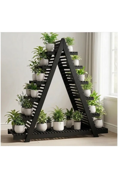 Ev dekka Ahşap A Formlu Dekoratif Çiçeklik Standı - 150x150 cm Geniş Saksı Rafı ürün görseli 1