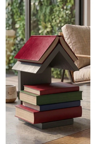 Ev dekka Minimalist Masif Ahşap Kitap Tutucu ve Sergileme Ünitesi - Antrasit / Kestane / Siyah ürün görseli 1