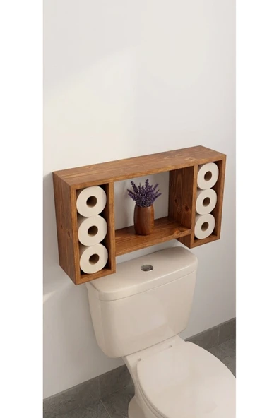 Ev dekka Modern Ahşap Banyo Rafı 6 Gözlü Tuvalet Kağıdı Standı ürün görseli 1