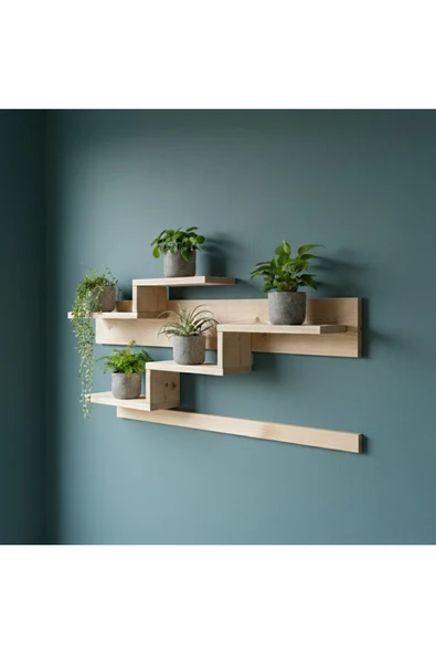 Ev dekka Ahşap Modern Duvar Rafı Kitaplık Saksılık - 60x30 cm Dekoratif Duvar Dekorasyonu ürün görseli 1