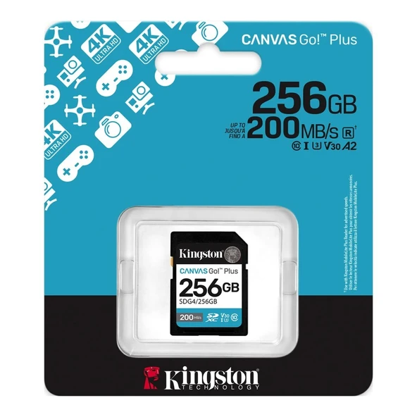 Kingston SDG4/256GB Canvas Go Plus SDXC SD Gen4 - Resim 3