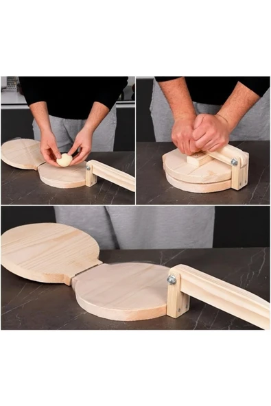 Ev dekka El Yapımı Ahşap Hamur Presi - 20 cm Çap (Tortilla, Taco, Mantı Hamuru) ürün görseli 1