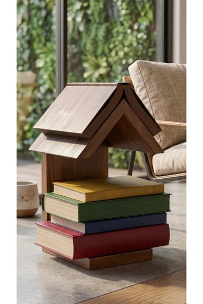 Ev dekka Minimalist Masif Ahşap Kitap Tutucu ve Sergileme Ünitesi - Antrasit / Kestane / Siyah ürün görseli 1