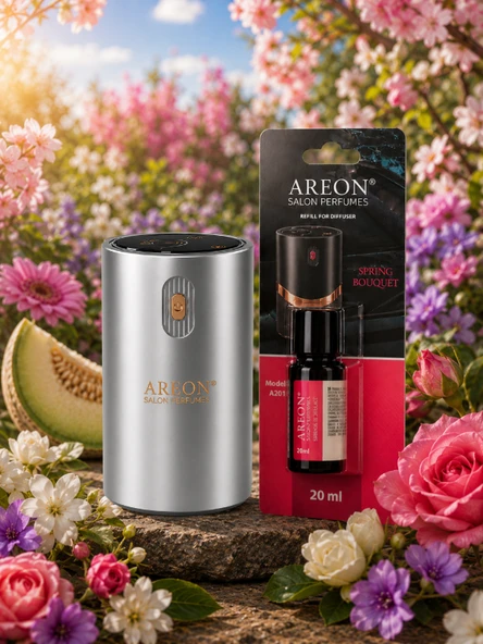Areon Aromatik Difüzör Gümüş (Klasik Metal) + Spring Bouquet ürün görseli 1