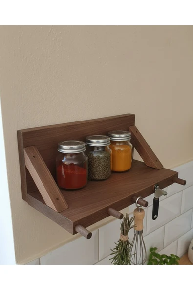 Ev dekka %100 Doğal Masif Ahşap Çok Amaçlı Dekoratif Duvar Rafı 25x10 cm ürün görseli 1