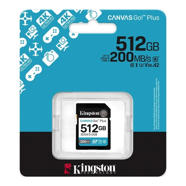 Kingston SDG4/512GB Canvas Go Plus SDXC SD Gen4 - Resim 3