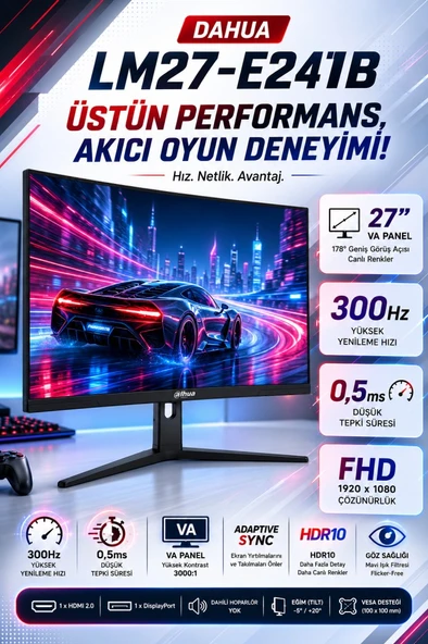 DHI-LM27-E241B IPS 27 inç 240 Hz 1920 (H) × 1080 (V) Çözünürlük 0,5 MS Gaming Monitör ürün görseli 1