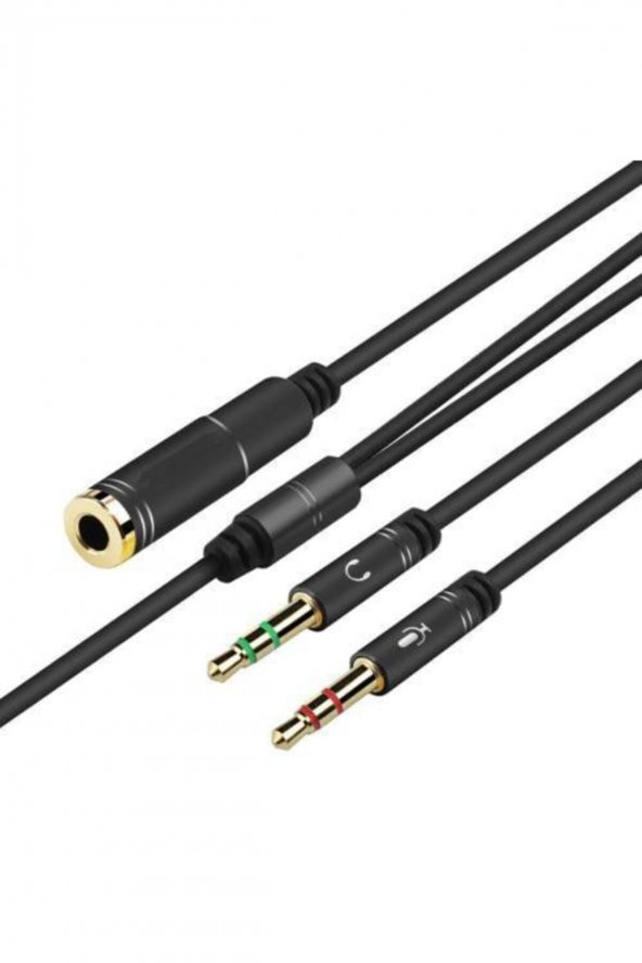 Kaliteli Kulaklık Mikrofon Ayırıcı Aparat 3.5mm Headphone Mic Aud ürün görseli 1