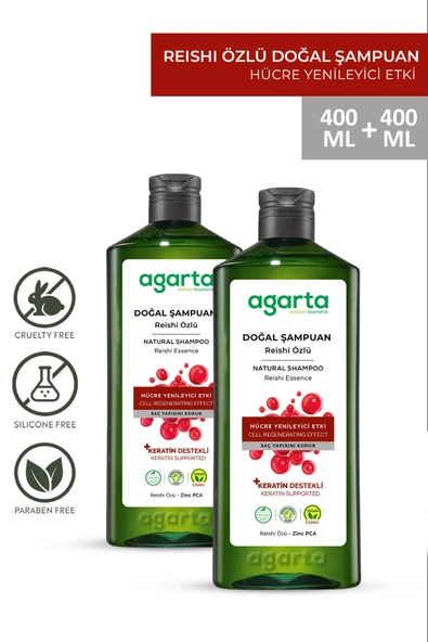 Agarta 2 Adet  Doğal Reishi Mantar Özlü Şampuan 400 ml ürün görseli 1