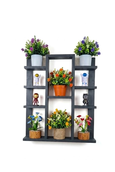 Ev dekka WoodDesign Doğal Ahşap Duvar Rafı Çok Amaçlı Çiçeklik Ve Figür Standı 80 x 55 cm ürün görseli 1