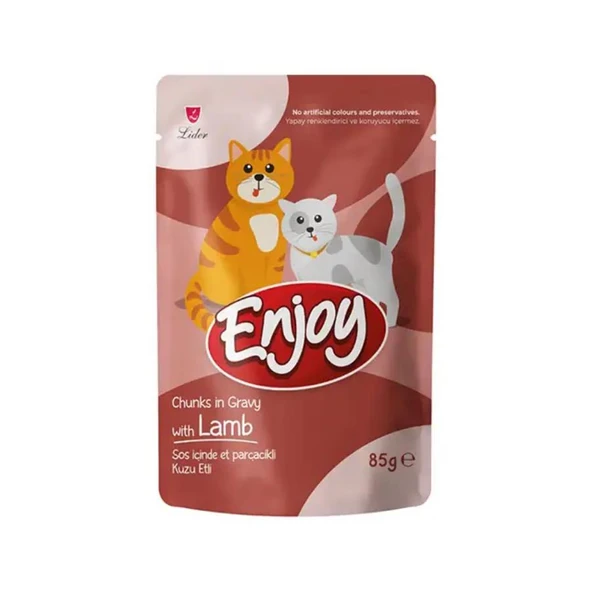 Enjoy Pouch Sos İçinde Et Parçacıklı Kuzu Etli Yetişkin Kedi Konservesi 85 Gr ürün görseli 1