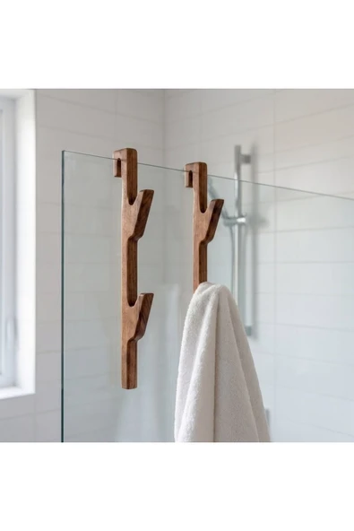 Ev dekka Modern 2 Katlı Duşakabin Askısı 80 cm - Beyaz Havluluk ve Bornoz Askılığı ürün görseli 1