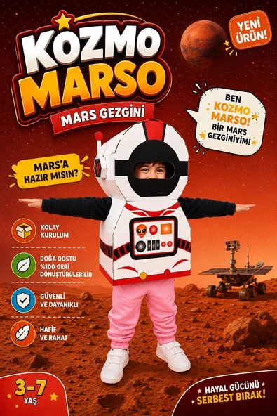 Kardinno Kozmo Marso Eğitici Oyuncak Karton Giyilebilir Çocuk Kostümü Etkinlik Parti Kostümü ürün görseli 1