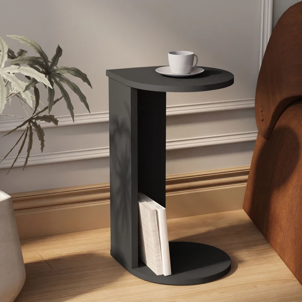 İnarch Dizayn Drop Modern Tasarım Yan Sehpa – Kompakt ve Ergonomik Yan Masa  Antrasit ürün görseli 1