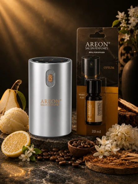 Areon Aromatik Difüzör Gümüş (Klasik Metal) + Opium ürün görseli 1