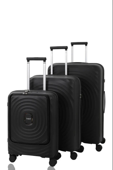 V2407 POLİCARBON VALİZ SİYAH SET ürün görseli 1