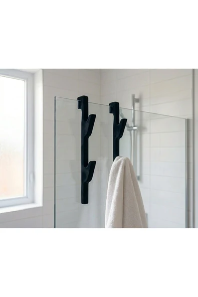 Ev dekka Modern 2 Katlı Duşakabin Askısı 80 cm - Beyaz Havluluk ve Bornoz Askılığı ürün görseli 1