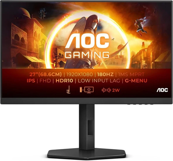 AOC 27G4X 27" 0.5 ms Full HD Pivot IPS 180 Hz Oyuncu Monitörü - Teşhir ürün görseli 1