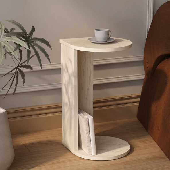 İnarch Dizayn Drop Modern Tasarım Yan Sehpa – Kompakt ve Ergonomik Yan Masa  Traverten ürün görseli 1