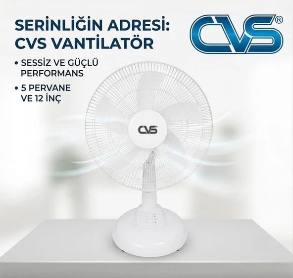 CVS DN 91059 Masaüstü Vantilatör 12 İNÇ Beyaz ürün görseli 1