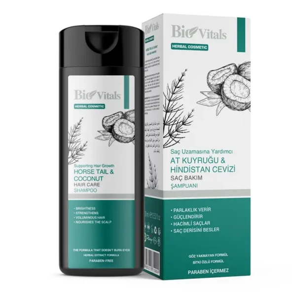 Bio Vitals At Kuyruğu ve Hindistan Cevizi Özlü Saç Bakım Şampuanı 400ml ürün görseli 1