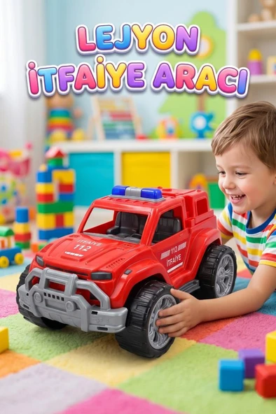 Kırmızı Büyük  Eğitici İtfaiye Aracı Tekerlekli SUV Tasarım 37 CM Oyuncak İtfaiye Kamyonu ürün görseli 1