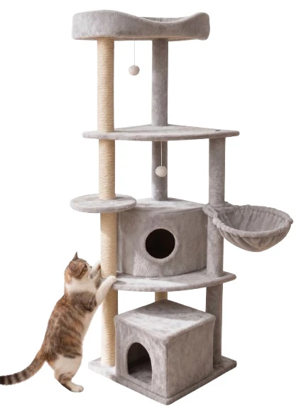 Tommy Çok Katlı Lüks Kedi 50x50x158 Evli Tırmalama Gri ürün görseli 1