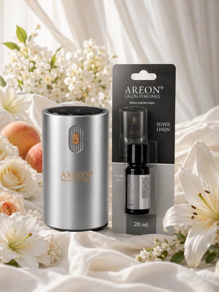 Areon Aromatik Difüzör Gümüş (Klasik Metal) + Silver Linen ürün görseli 1