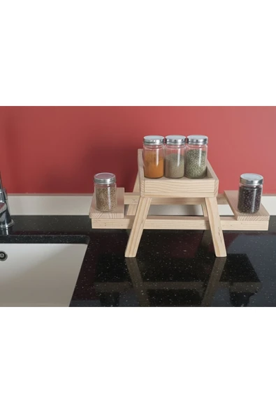 Ev dekka Suya Dayanıklı Ahşap Piknik Masası Baharatlık ve Düzenleyici 25x15 cm ürün görseli 1