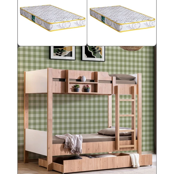 Ranza, Asya Ayrılabilir Yavrulu Ranza, Ceviz - Beyaz + 2 Adet Comfort Yatak ürün görseli 1