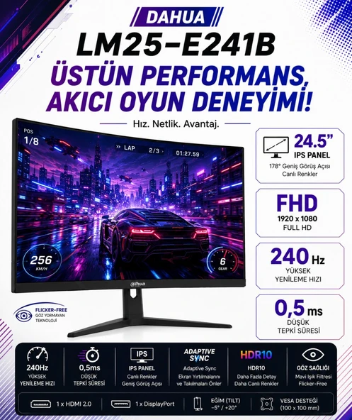 DHI-LM25-E241B IPS 24,5 inç 240 Hz 1920 (H) × 1080 (V) Çözünürlük 0,5 MS Gaming Monitör ürün görseli 1