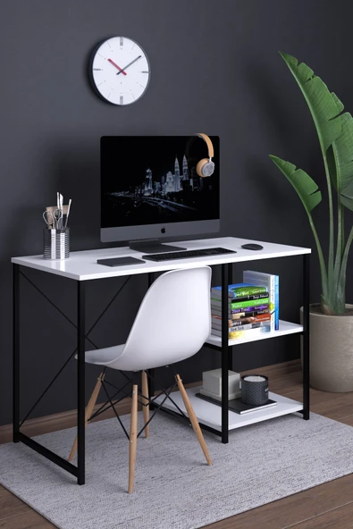 Atlas 120 Cm Raflı Çalışma Masası Bilgisayar Masası Ofis Ders Masası ürün görseli 1