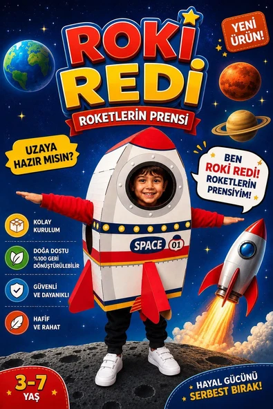 Kardinno Roki Redi Eğitici Oyuncak Karton Giyilebilir Çocuk Kostümü Etkinlik Parti Kostümü ürün görseli 1