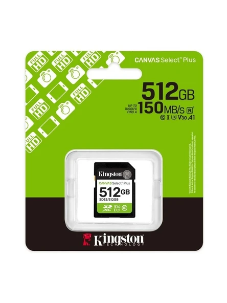 Kingston SDS3/512GB SDXC Canvas Select Plus Gen3 150MB ürün görseli 1