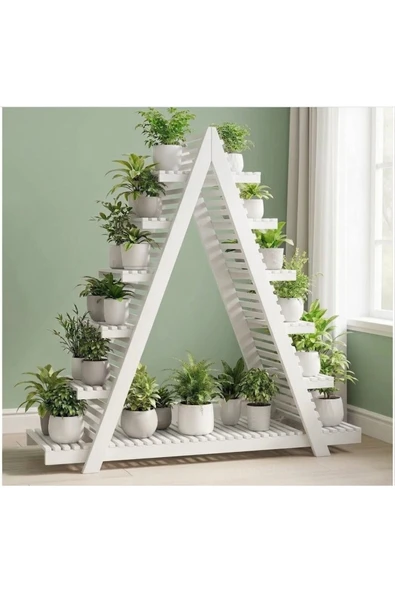 Ev dekka Ahşap A Formlu Dekoratif Çiçeklik Standı - 150x150 cm Geniş Saksı Rafı ürün görseli 1
