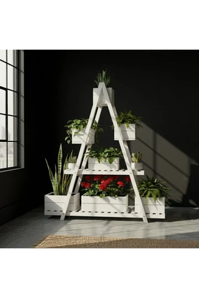 Ev dekka WoodDesign 150x150 cm Doğal Ahşap A Formlu Çiçeklik Standı - 3 Katlı Büyük Boy Saksılık ürün görseli 1