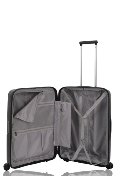 V2408 POLİCARBON VALİZ SİYAH SET - Resim 6