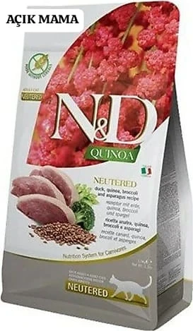 N&D Quinoa Neutered Ördek Etli 1.5 kg Kısırlaştırılmış Yetişkin Kedi Maması Açık Mama ürün görseli 1