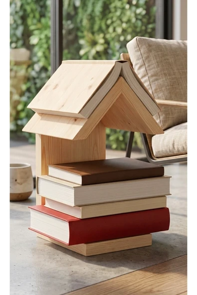 Ev dekka Minimalist Masif Ahşap Kitap Tutucu ve Sergileme Ünitesi - Antrasit / Kestane / Siyah ürün görseli 1
