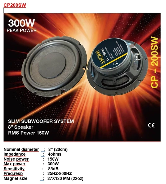 LEONE CP200SW 20cm SLİM SUBWOOFER ürün görseli 1