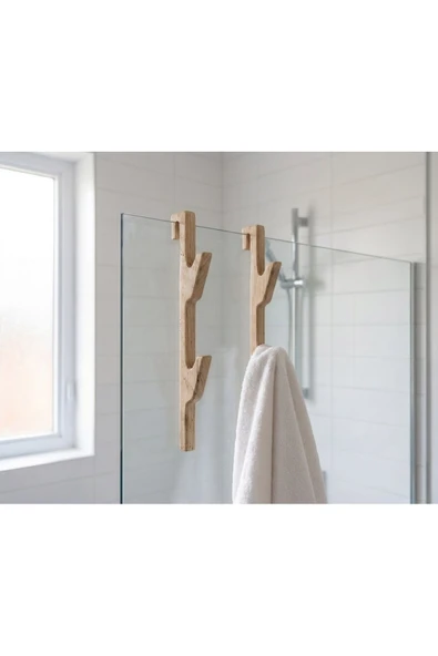 Ev dekka Modern 2 Katlı Duşakabin Askısı 80 cm - Beyaz Havluluk ve Bornoz Askılığı ürün görseli 1