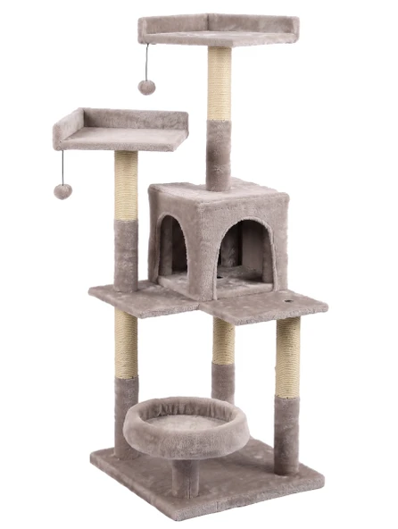 Tommy Çok Katlı Lüks Kedi 45x45x121 Evli Tırmalama Bej ürün görseli 1