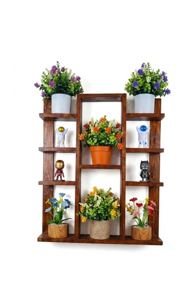 Ev dekka WoodDesign Doğal Ahşap Duvar Rafı Çok Amaçlı Çiçeklik Ve Figür Standı 80 x 55 cm ürün görseli 1