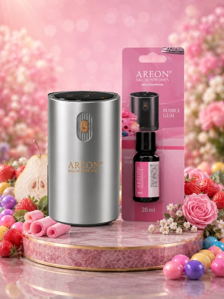 Areon Aromatik Difüzör Gümüş (Klasik Metal) + Bubble Gum ürün görseli 1