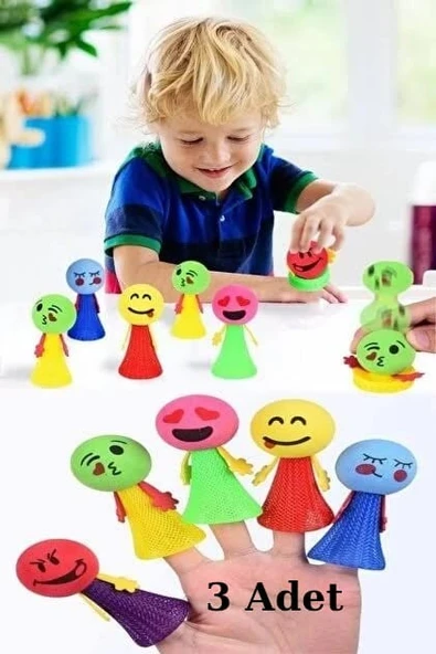 Zıplayan Oyuncak Emojili Zıp Zıp Oyun 3 Adet Pinyata İçi Parmaklara Takılan Emoji Top Bas Fırlat ürün görseli 1