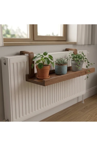 Ev dekka Radyatör Üstü Askılı Ahşap Raf - Kalorifer Üstü Çiçeklik Ve Dekoratif Raf - 80 x 10 cm ürün görseli 1