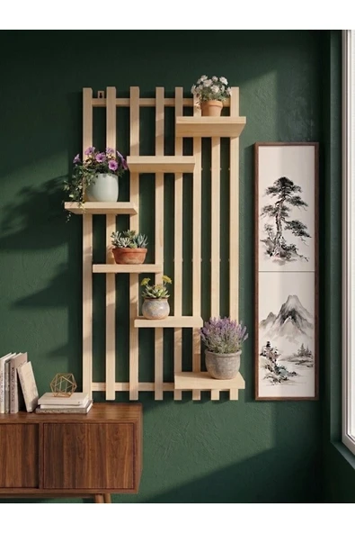 Ev dekka Modern Ahşap Duvar Rafı - Dekoratif Salon ve Ofis Rafı (120 cm) ürün görseli 1