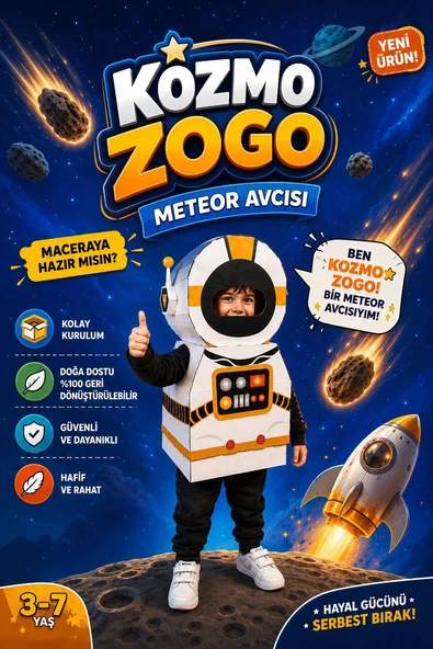 Kardinno Kozmo Zogo Eğitici Oyuncak Karton Giyilebilir Çocuk Kostümü Etkinlik Parti Kostümü ürün görseli 1