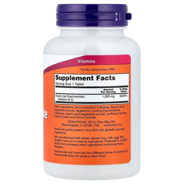 NOW Foods Niacinamide 1000 mg 90 Tablet ürün görseli 1